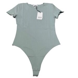 Aritzia Babaton Contour Casual Short Sleeve Bodysuit Sage Green Size Medium NWT